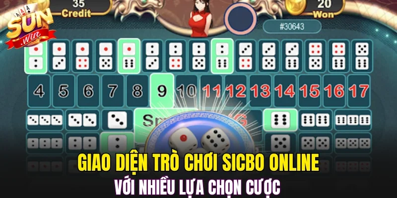 Giao diện trò chơi Sicbo Online với nhiều lựa chọn cược 