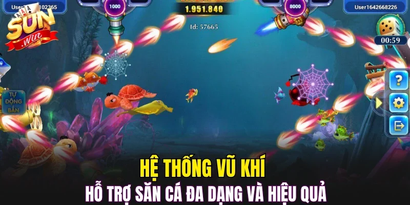 Hệ thống vũ khí hỗ trợ săn cá đa dạng và hiệu quả 