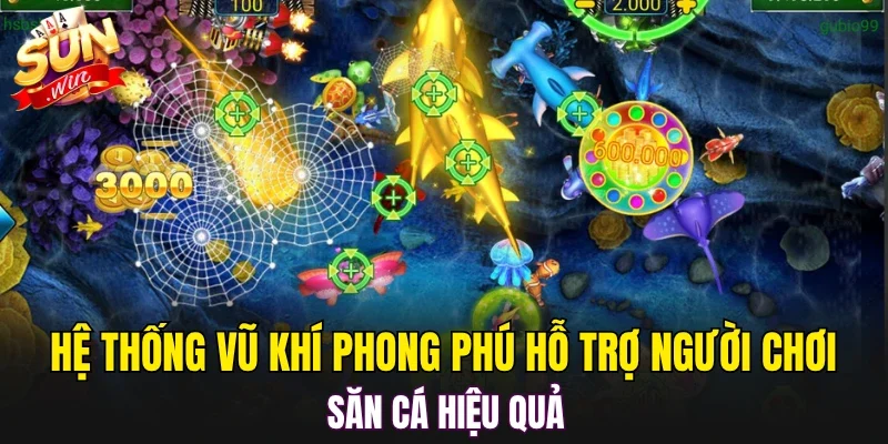 Hệ thống vũ khí phong phú hỗ trợ người chơi săn cá hiệu quả