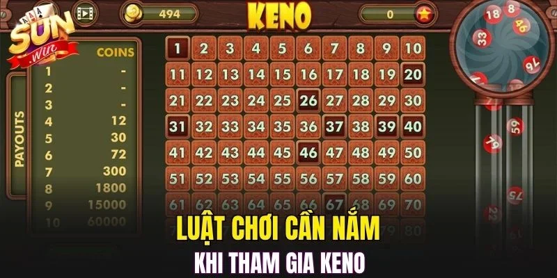 Luật chơi cần nắm khi tham gia Keno